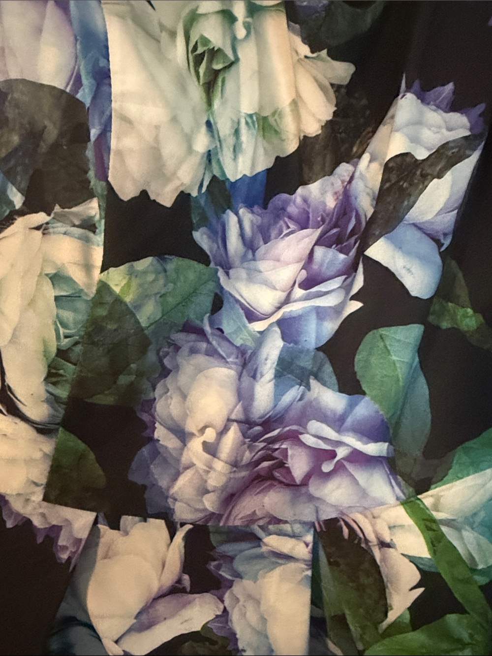 City Chic Black Floral V-Neck Midi Dress with Purple & White Blooms size 20 - Picture 3 of 6